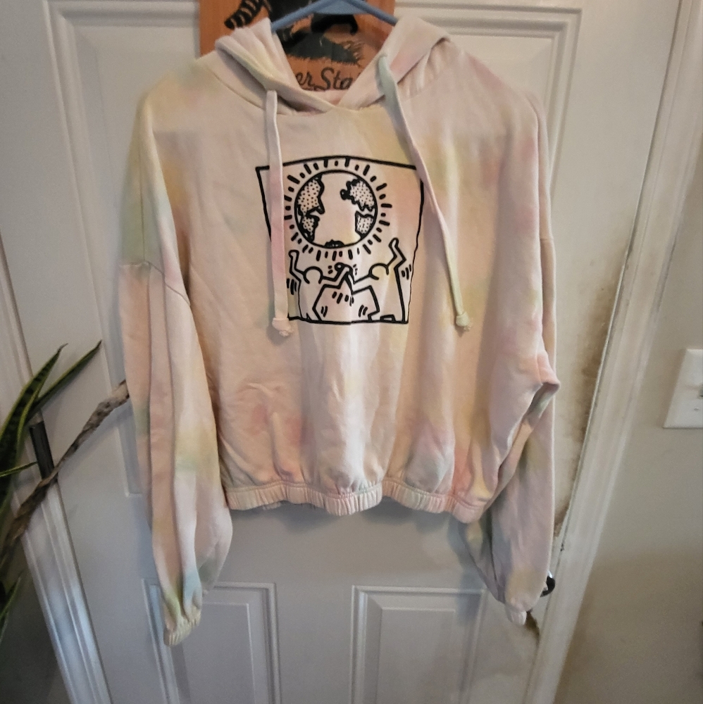 Keith Haring Design Cropped Hoodie